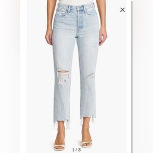 Like New. Charlie High Waist Ripped Straight Leg Jeans